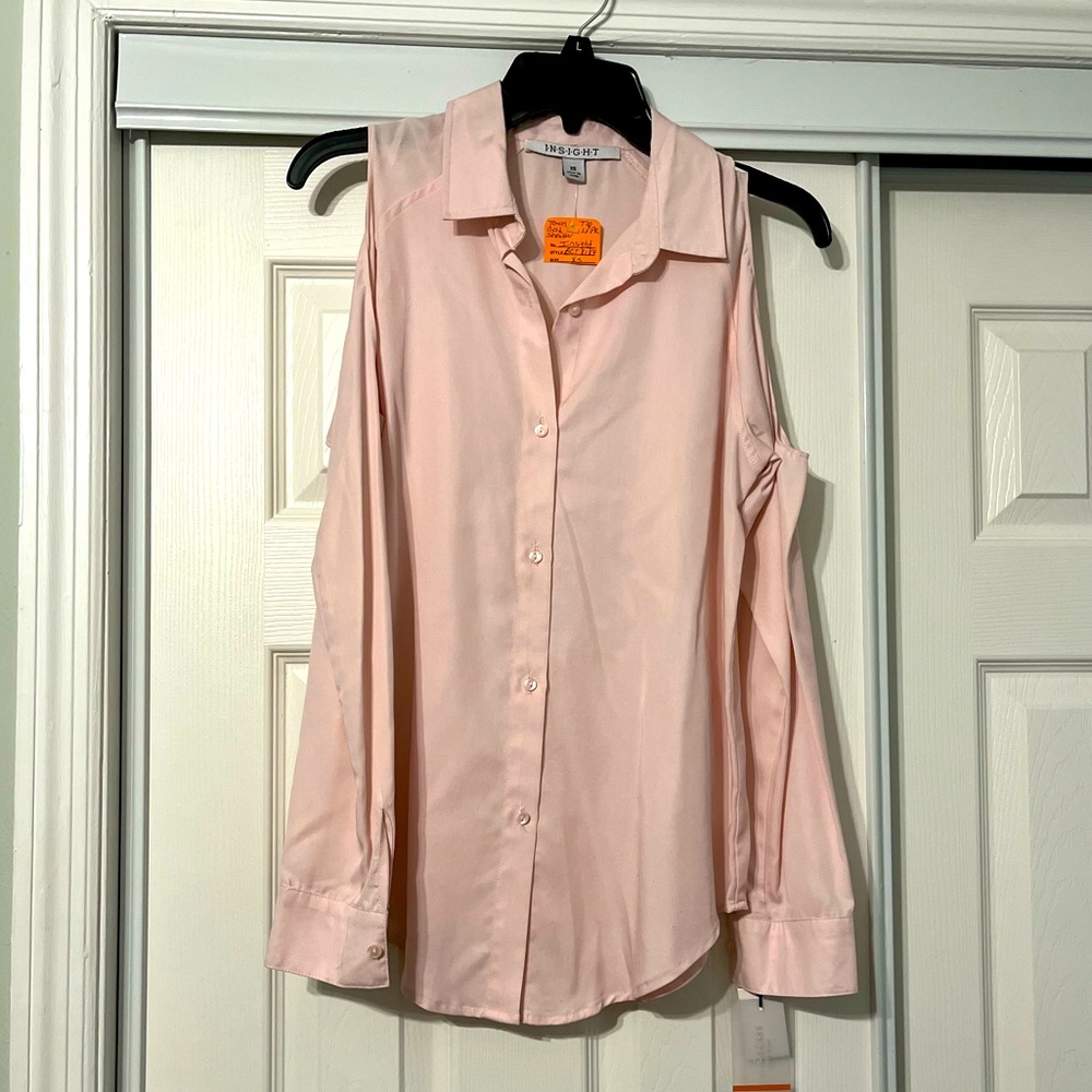NWT Baby Pink Blouse with cut-out shoulders
